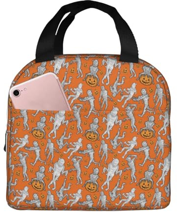 VOSERY Bolsa de almuerzo para momias de Halloween, lonchera para mujeres, hombres y adultos, bolsa de almuerzo aislada, bolsa de almuerzo a prueba de fugas, reutilizable, de gran capacidad, para el