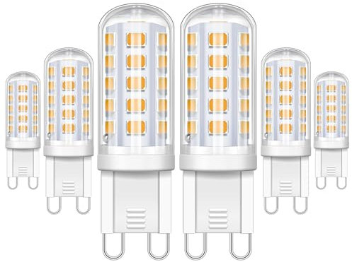 SCNNC G9 Lampadine LED Luce Calda 5W 2700K Equivalente 40W Lampada Alogena, Non Dimmerabile Angolo a Fascio 360°, Lampadina G9 LED per Lampadari Soggiorni, Camere da Letto, Corrido, 6 Pezzi