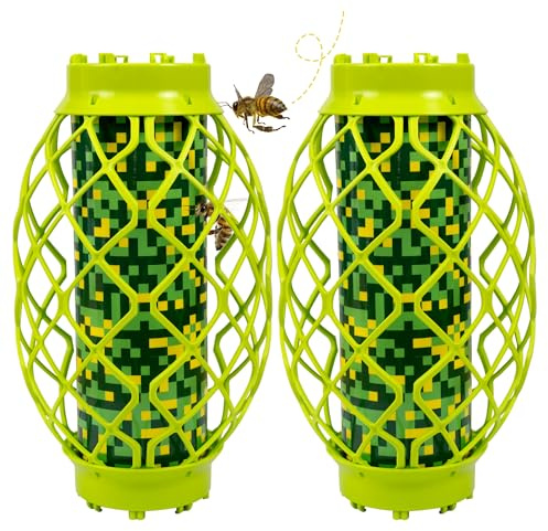 Wasp Trap Outdoor Hanging 2 Pack,Non-Toxic Yellow Jacket Trap Bee Traps for Outside,Sticky Catcher for Hornet,Paper Wasp,Carpenter Bee