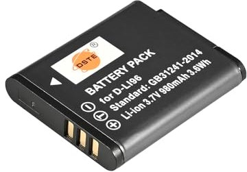 DSTE D-LI96(3.7V/980mAh) Li-Ionen Akku Kompatibel für Pentax WG-1000