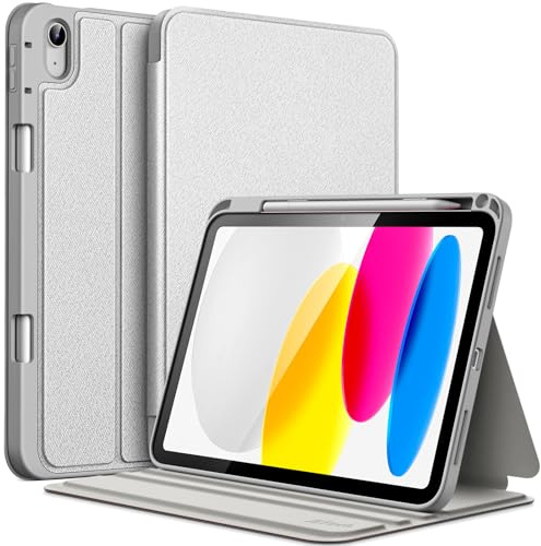 JETech Hülle für iPad (A16) 11./10. Gen, Silber | Für 2025/2022 Modell, Mehrwinkelständer, Stifthalter, Schlanke Schutzhülle, Auto Schlafen/Wachen
