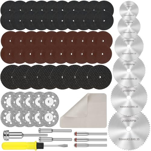 Celepoir Dischi da Taglio Set per Accessori, 98 Pezzi Dischi Taglio per Metalli, Disco da Tagli per Utensili Rotativi, Seghe Circolari mit 1/8 Gambo, per Legno, Plastica, Metallo
