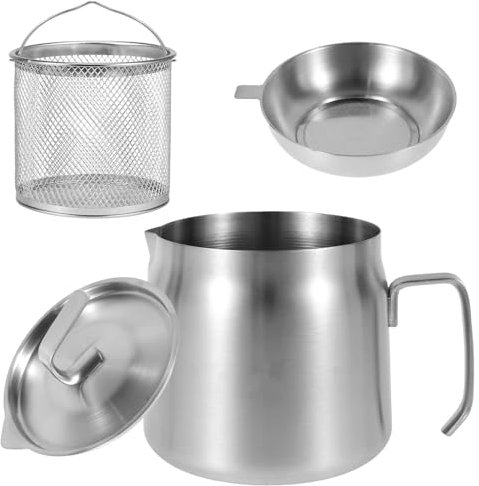 Carafe Filtrante à Huile Pot de filtre à huile en acier inoxydable, récipient de filtre à huile de grande capacité, antirouille et résistant à la chaleur, Pot de filtre à huile 2 en 1 avec friture Pou