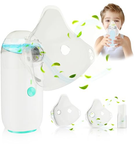 JARAMI - Nebulizador Portatil Recargable para Adultos, Niños y Bebe - Inhalador Silencioso para el Alivio de Tos, Asma, Enfermedades Respiratorias - Inhalador Con Mango para uso Domestico y de Viaje.