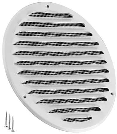 TURvent Rejilla de Ventilación 160 mm de Metal Blanca con Malla Antiinsectos – Rejilla de Aire para Pared y Techo – Cubierta de Ventilación para Sistemas de Extracción y Entrada de Aire HVAC