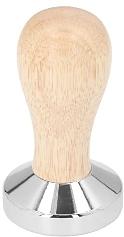 Brrnoo Tamper, Tamper Tool with Wooden Handle Food Grade Stainless Steel Flat Bottom Coffee for Coffee Lover (49mm)