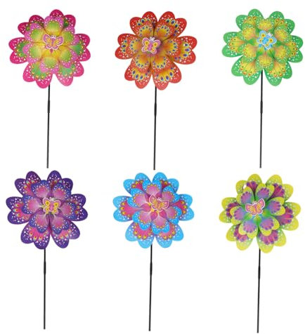 Milisten 6pezzi Mulino Vento da in Plastica Decorazione per e per Girandola Vento per Cortile e Patio