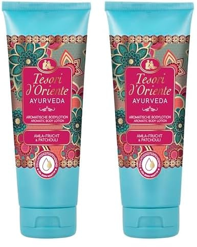 TESORI D'ORIENTE BODY LOTION AYURVEDA 250ML, aromatische Bodylotion mit Amla-Fruchtextrakt, Sesam-Öl, Aloe vera und Calendula, Wellness-Ritual für Körper & Sinne (Packung mit 2)