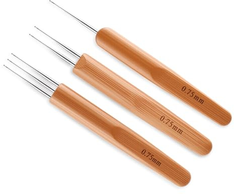 3 Stück 0,75 mm Häkelnadel-Set für Dreadlocks, Flechtnadeln, Dreadlock-Nadeln, Verbindungswerkzeug für Dreadlocks Flechtnadeln Bastelnadeln (1, 2, 3 Nadeln)