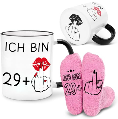 Geschenkset zum 30. Geburtstag für Frauen, Becher & Socken für Frauen | Lustige Geschenke für Freundin Mutter Gattin Schwestern Freunde Kolleginnen, 30 Geburtstag Frau Deko