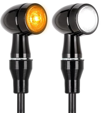 Simda Pro Led Motorrad Blinker mit Tagfahrlicht Universal Schwarz Quad ATV Super Optik und Schön Hell Wasserprüf IP67 E Geprüft