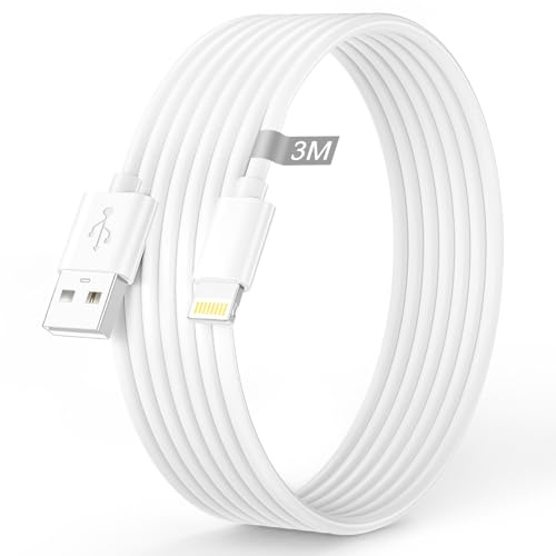Cable iPhone 3M Apple MFi Certified, Cable Lightning 3M Largo Cable Cargador iPhone Carga Rapida Cable USB Lightning para Apple iPhone 14 13 12 11 Pro Max Plus Mini XS XR X 8 7 6s 5s SE iPad