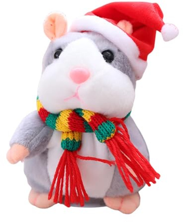 Talking Hamster, Pet Talking Record, Automatic Shaking Head Plush Doll with Hat and Scarf Electronic Pet for Children Boys Girls Playroom Family Game Night Christmas Party