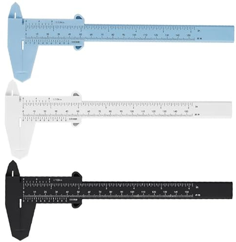 Kesiku 150mm Vernier Calliper Gauge, Plastic Calipers Measuring Tool 3pc | Dual Scale Metric/Imperial Calipers for DIY, Jewelry, Carpentry, Office, Teaching & Students, Accuracy 0.05mm