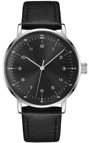 Boyarca Orologio meccanico vintage con specchio in vetro bombato e cassa da 40 mm, orologio da polso meccanico casual e minimalista a carica manuale per uomini e donne, Argento e nero., Retro