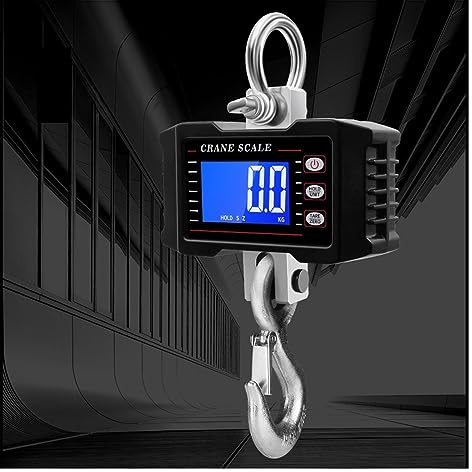Escala colgante Báscula colgante Digital de 1000kg/2204lbs, báscula grúa servicio pesado portátil, gancho Industrial con retroiluminación LCD, cambio unidad/retención datos(Nero)