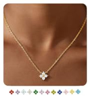 ZHESHY Collier Femme Or Pierre de naissance Trefle A 4 Feuilles Chaine