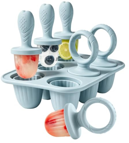 DAHAIHLAN Moule Glace Bebe, 6x 17ml Moule a Glace en Silicone | MouleGlace Enfant Sans BPA avec Bâtonnets de Dentition, pour Enfant, Petit Popsicle Mold Purée Baby Diversification
