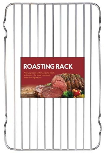 HIC Kitchen Roasting Baking Broiler Rack, Chrome-Plated Steel, Holds Smaller Food Securely, 12 x 7.75 x 1.5-Inches