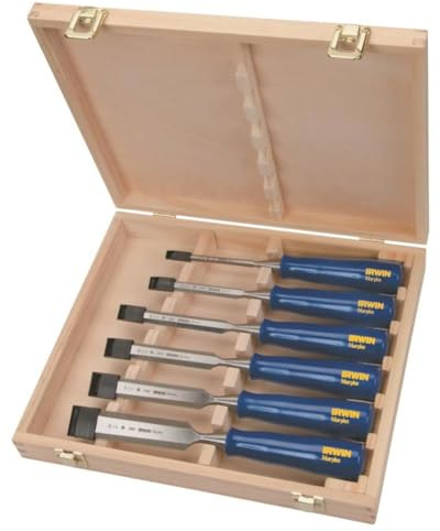 IRWIN Marples Chisel Set for Woodworking, 6-Piece (M444SB6N), Blue