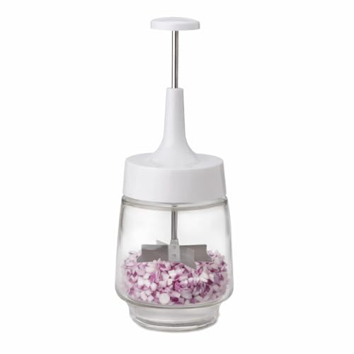 HIC Kitchen Old Fashioned Onion Chopper, Glass, 18/8 Stainless Steel Plane-Edge Blades For Onions, Eggs, Product, Nuts