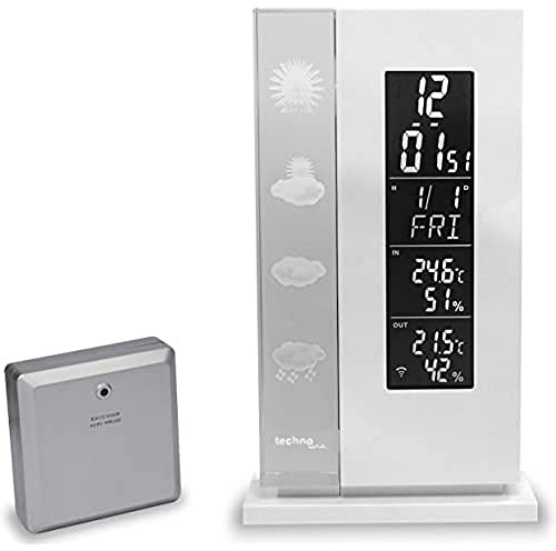 Wetterstation WS 6600 mit Vorhersage von Wettersituation durch in Glas gelaserte 3D-Wettersymbole