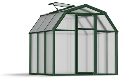 Canopia by Palram Gewächshaus klein Eco Grow 6x6 Treibhaus 204x197 cm Aluminium Grün Tomatenhaus Polycarbonatplatten UV-beständig