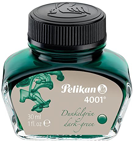 Pelikan, Inchiostro Stilografico 4001, Flacone Di Vetro Da 30 Ml, Inchiostro Per Penna Stilografica, Per Una Scrittura Fluida E Scorrevole, Colore Verde Scuro