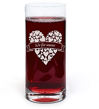 printplanet® Graviertes Glas - Leonardo® Trinkglas mit Gravur (mit Name oder Text personalisiert) - Design Herz