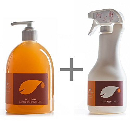 BIO Fettlöser - echte Schmierseife 500 ml SET Uni Sapon - Konzentrat - chemiefrei - umweltschonend - zertifiziert - pflanzliche Inhaltsstoffe - Vegan, Größe:500 ml