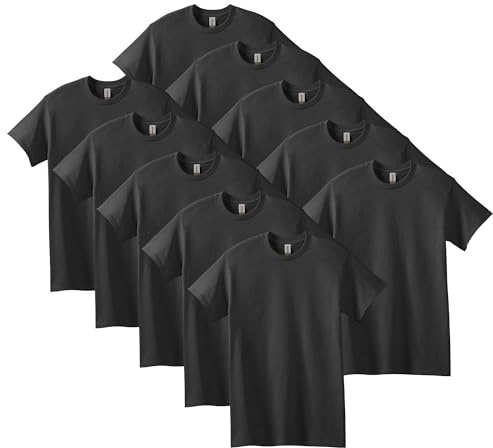 GILDAN herr T-shirt Tung T-shirt i bomull, stil G5000, Svart (10-pack), XL