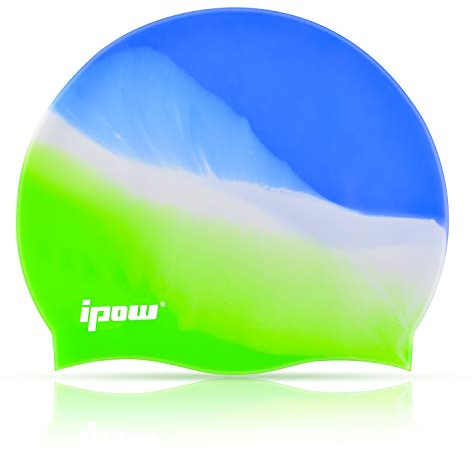 ipow Silikone Badekappe Kinder JR Badehaube Bademütze für Kinder, Jungen, Jugendliche - Grün
