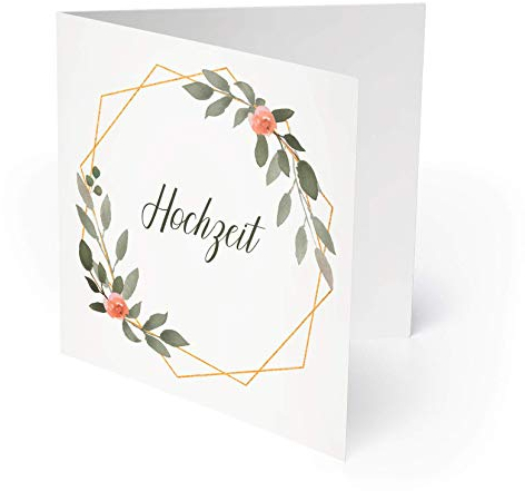(50 x) Einladungen zur Hochzeit Hochzeitskarten Einladungskarten Karten Blumen Gold