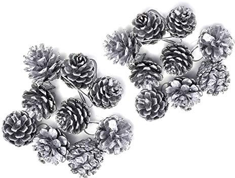 Lot de 18 Pommes de Pin de Noël Naturelles Avec Pointe de Neige - Suspendus Pour Sapin de Noël, Bricolage, Décoration de Maison et Couronnes