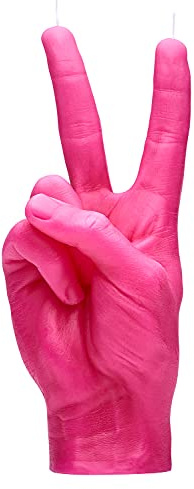 CandleHand Peace Sign Handgeste Kerze - Große echte Handgröße 20 x 7 x 7 cm - Ungewöhnlicher Geburtstag, Büro, Einweihungsgeschenk (Rosa)