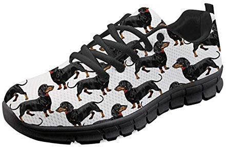 SEANATIVE Femmes Athlétique Chaussures de Marche Slip Sur Passoire Chaussures de Course Mesh Respirant Mode - Noir - Teckel noir, 39.5 EU
