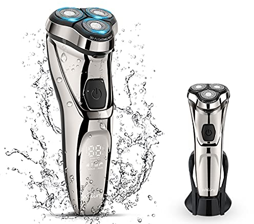Weliry Electric Razor for Men Electric Shaver Mens for Shaving with Pop-up Trimmer Electric Rotary Shavers for Men Wet & Dry Cordless Waterproof USB Rechargeable