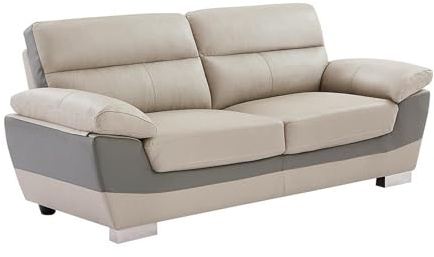 Vente-unique Ledersofa 3-Sitzer Francesca - Grau & Anthrazit