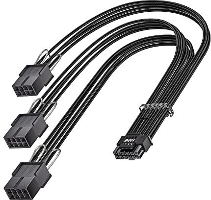 Fasgear PCI-e 5.0 12VHPWR(12V-2x6) Verlängerungskabel 30cm,16pin(12+4) Stecker auf PCI-E 5.0 3x8-polige Buchse,gesleevtes Verlängerungskabel für RTX 3090Ti 4080 4090 4070Ti 5070 5080(Schwarz)