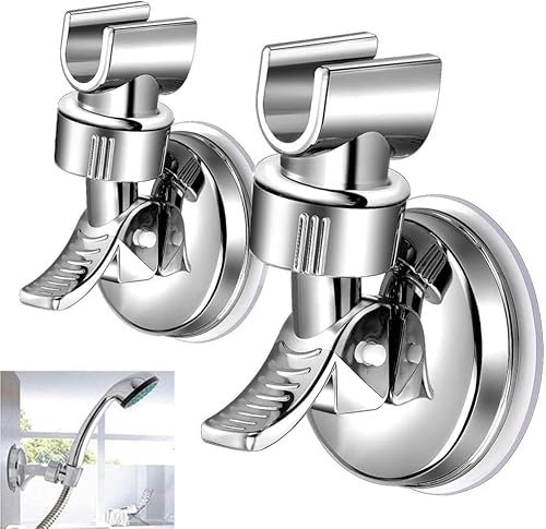 Soporte de Ducha ， 2 piezas Ajustable de rotación de 360° Soporte de Ducha ,Soporte de Ducha de Mano Ajustable Extraíble,Soporte de Cabezal de Ducha,Ventosa de Vacío Ajustable en ángulo