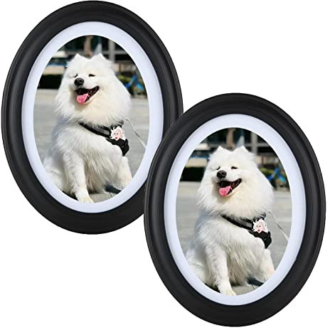 GRRONZEE 2 Pack Black Oval Picture Frames 8 by 10 Oval Photo Frames, 8x10 Wall Mounting Photo Frame for Home Decor, Photo Gallery