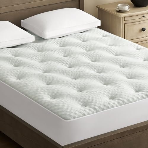 QUIETSEA Reversible Mattress Topper Twin XL Egg Crate Memory Foam Mattress Topper, Bamboo Viscose Mattress Pad Twin XL, Noiseless Waterproof Mattress Cover with Deep Pocket up to 21, 39 x 80
