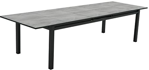NATERIAL - Gartentisch ausziehbar ODYSSEA Premium - Ausziehtisch für 8 bis 10 Personen - 256/320x100cm - Esstisch - mit Glasplatte - Aluminium - Anthrazit