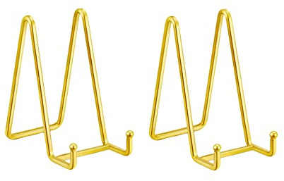 TopHomer 2 x goldene Metall-Tellerständer 15,2 cm Bilderständer Tellerhalter Displayständer Bilderrahmen Ständer für Bilder | Foto, dekorative Teller, Schale