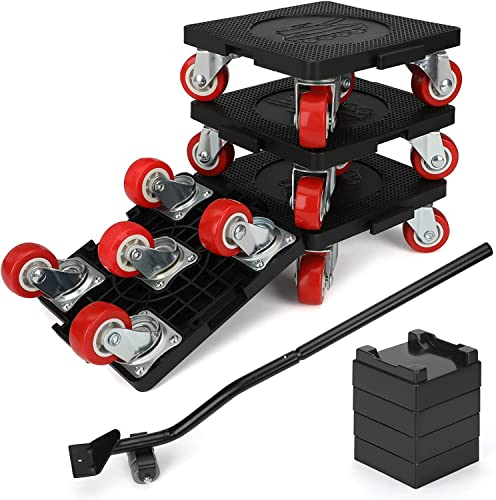 goldenwarm Sollevatore per mobili pesanti, 4 rotelle per mobili, con 5 ruote rotanti a 360°, carico 600 kg, tollerato