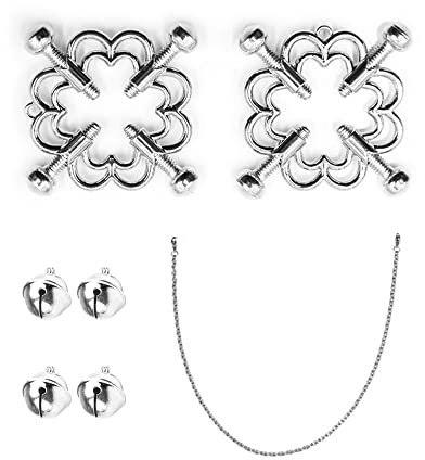 Pince Pour Mamelon Avec Chaine, Jouets de Mamelon avec Cloches Réglable, Pinces à Seins, Pinces à Tétons, Stimulateurs Mammaires pour Couples, Amateurs de Bondage WEIMOB