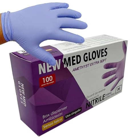 general merchandising Gants en nitrile couleur pourpre sans poussière, sans latex, hypoallergéniques, certifiés CE | Pour les aliments pour les études médicales pour Studio Tatoo | jetables Couleur