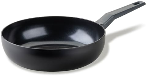 FACKELMANN Poêle wok 28 cm Statement – Wok revêtu de céramique – Poêle en aluminium recyclé avec revêtement anti-adhésif – Structure de fond en nid d'abeille – Pour tous les types de feux, y compris