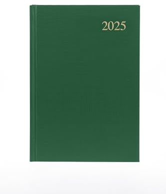 Collins Essential ESSA51.52-25 Business-Terminplaner 2025, A5, Tagesansicht, mit Ledernarbung, Hardcover, Grün