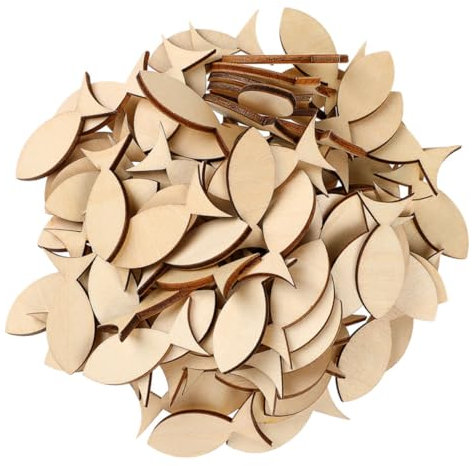 SEWACC 50stücke Holzfische Ausschnitte Mini Unvollendet Fisch Form Holz Scheiben Diy Maldekoration Basteln Naturfarben Leere Fischdekor Für Heimwerker Hobby